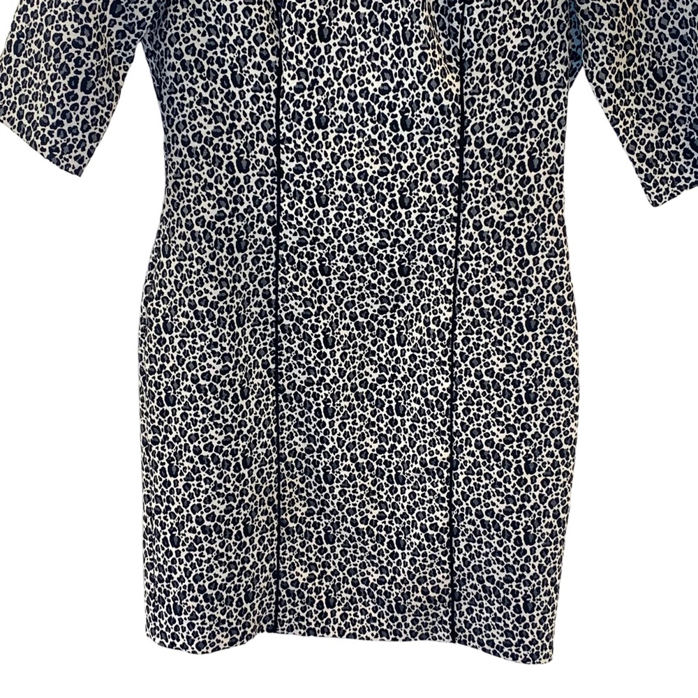 Banana Republic Black White Animal Print Half Sleeve Fitted Dress Women’s Size 2 - Picture 5 of 7
